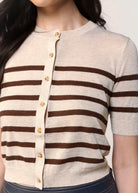 swatch_Oat/Chocolate central park west marlon stripe cardigan