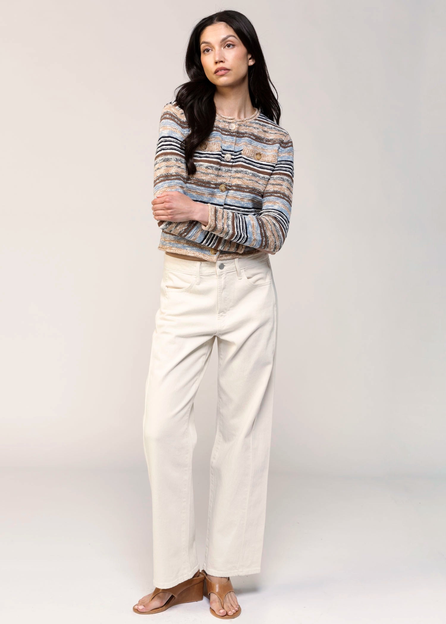 swatch_Ecru high rise barrel jean