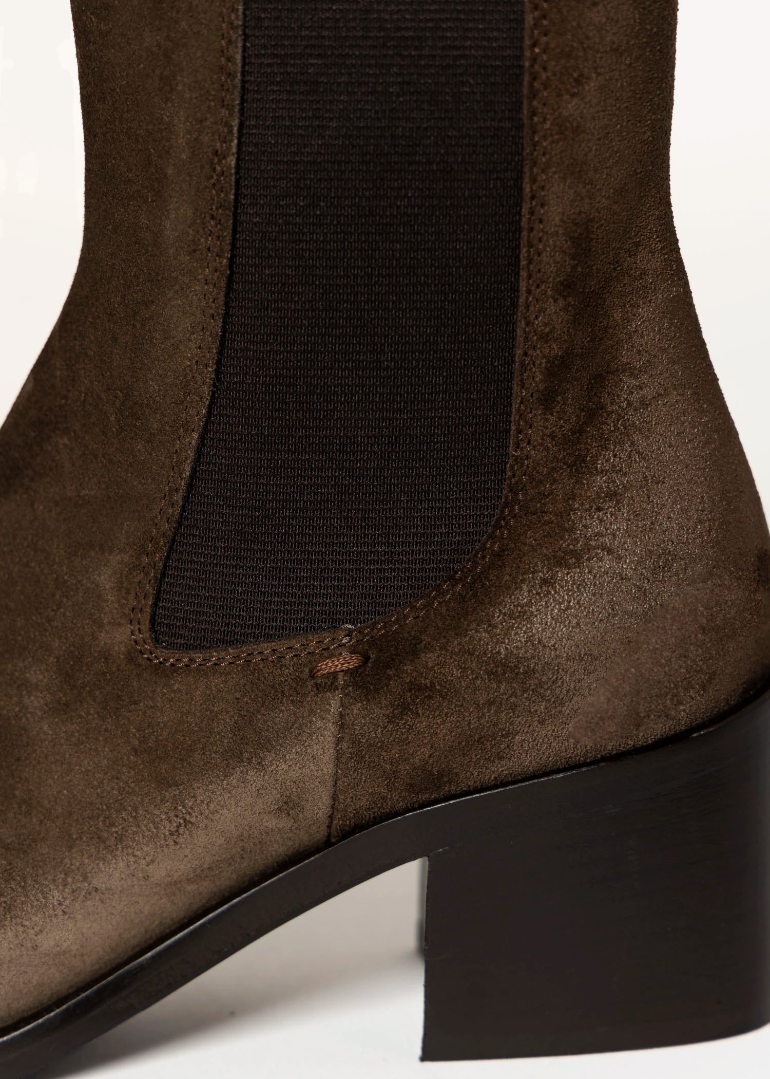 swatch_Chocolate Suede Heeled chelsea boot
