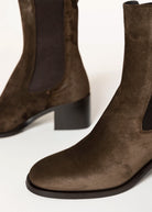 swatch_Chocolate Suede Heeled chelsea boot