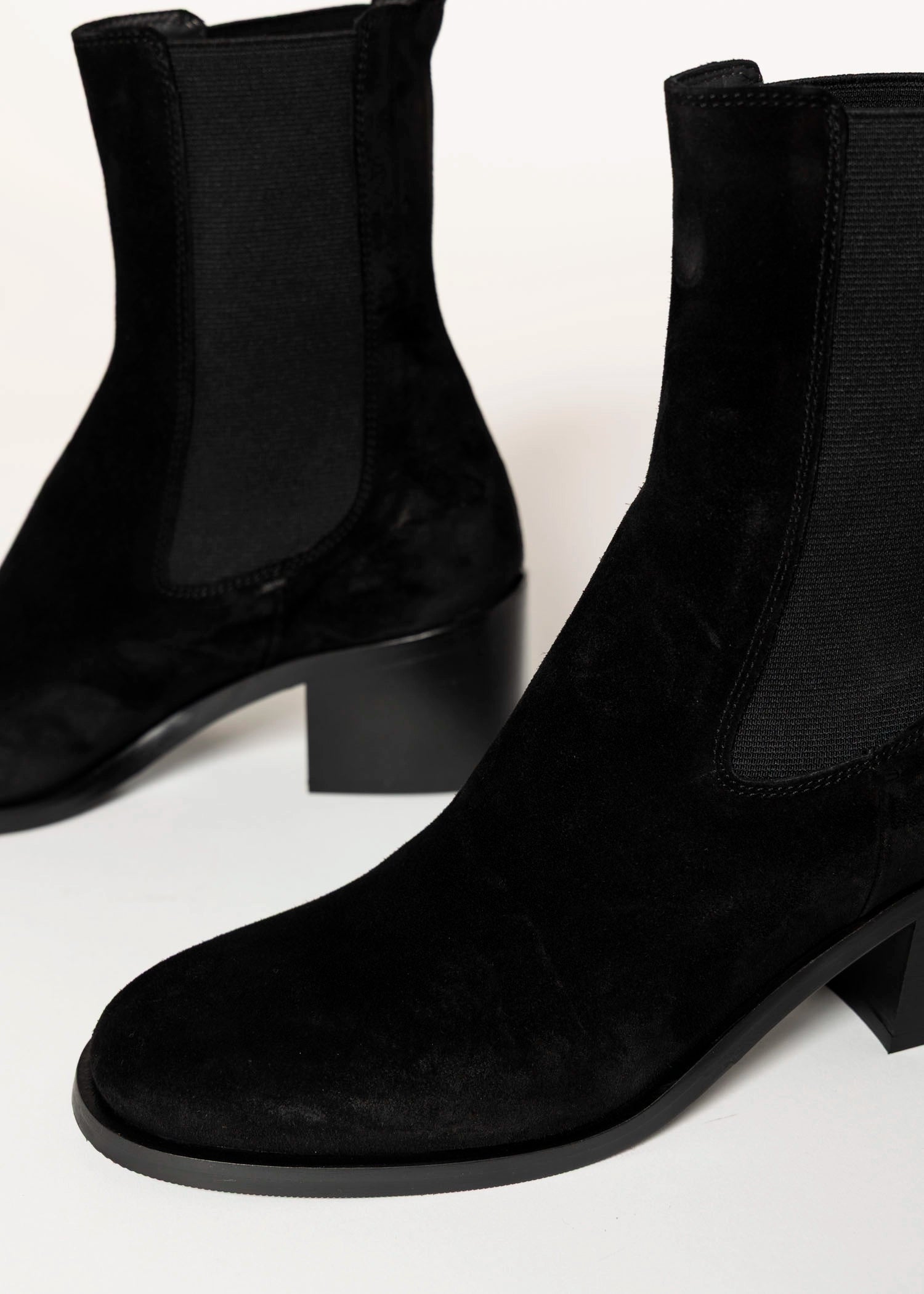 swatch_Black Suede heeled chelsea boot