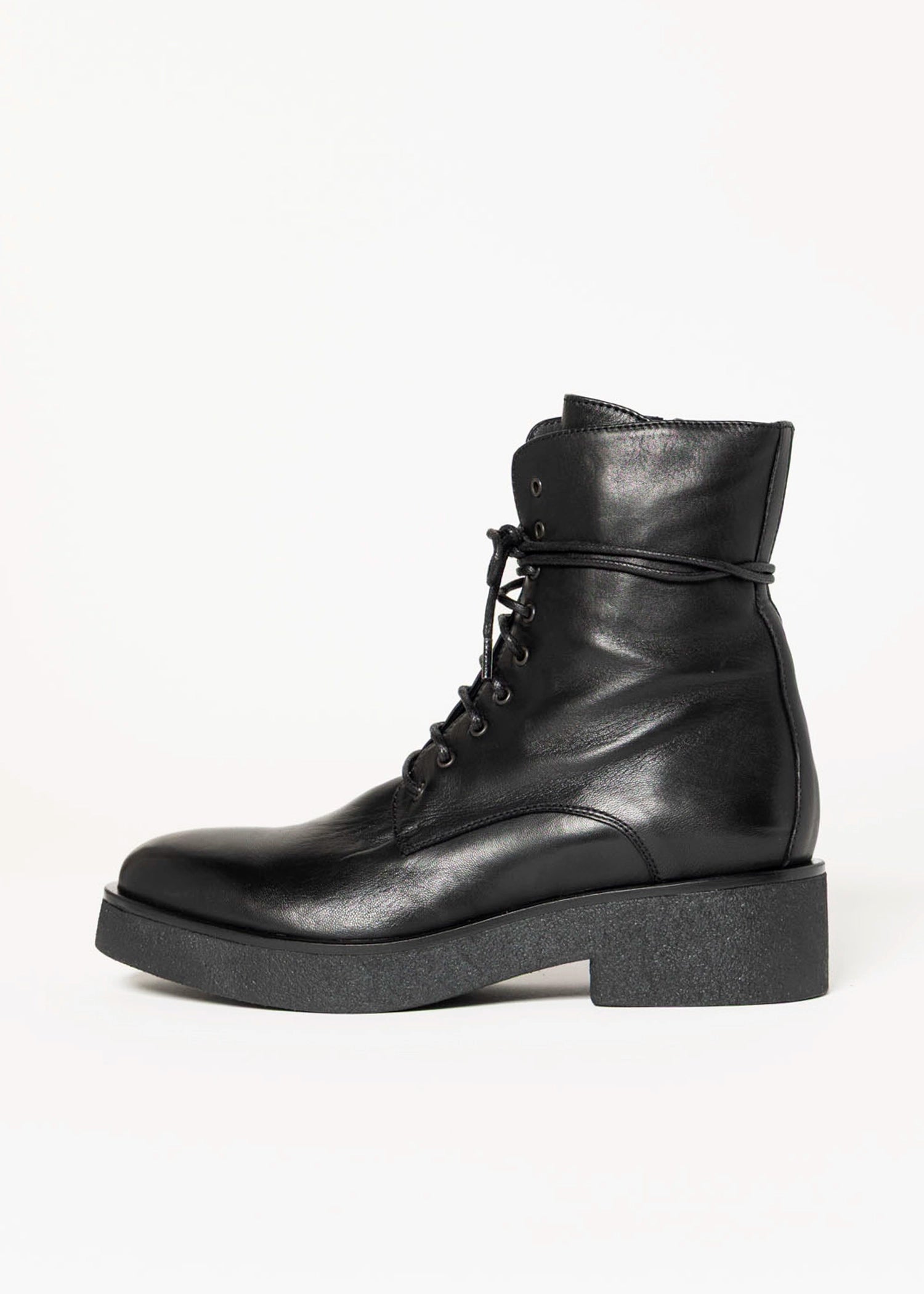 swatch_Black Leather combat boot