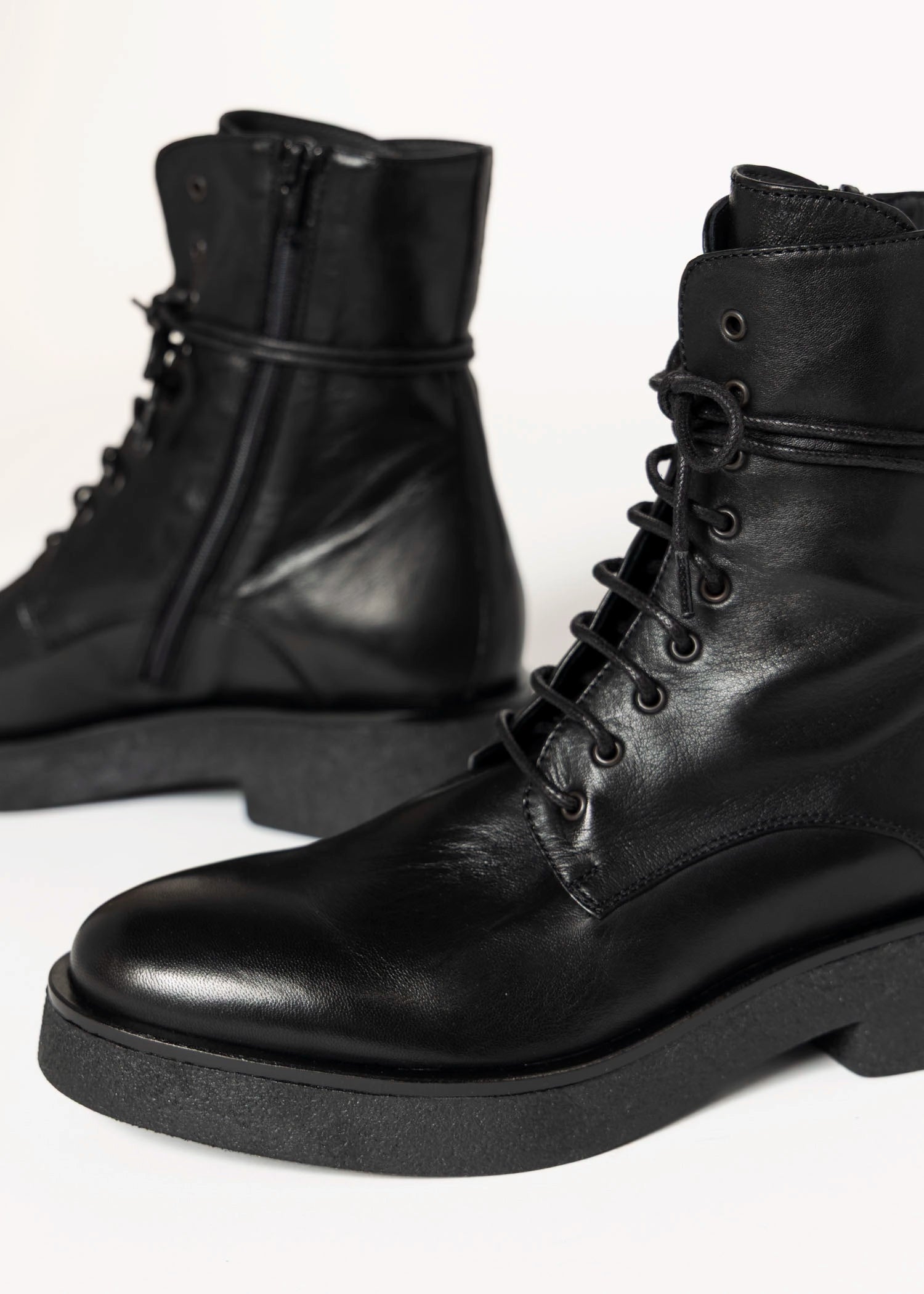 swatch_Black Leather combat boot