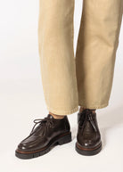 swatch_Dark Brown Leather Shearling line wallabe