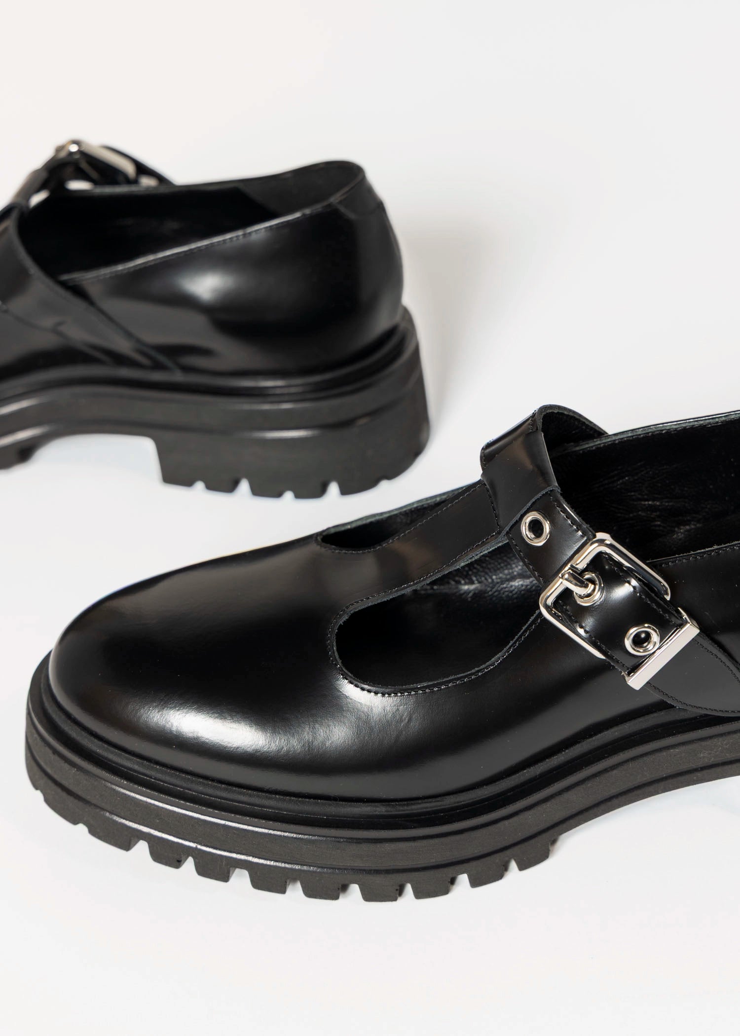 swatch_Black Leather lug sole mary jane