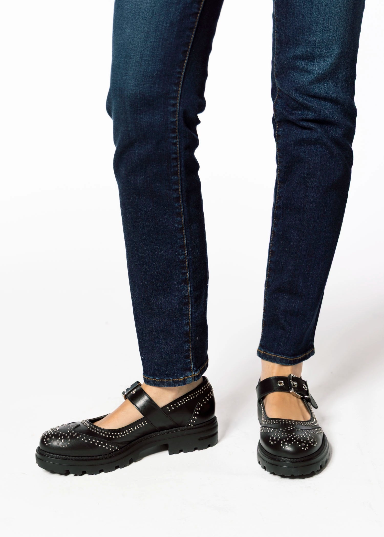 swatch_Black Leather studded mary jane shoes