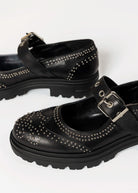swatch_Black Leather studded mary jane shoes