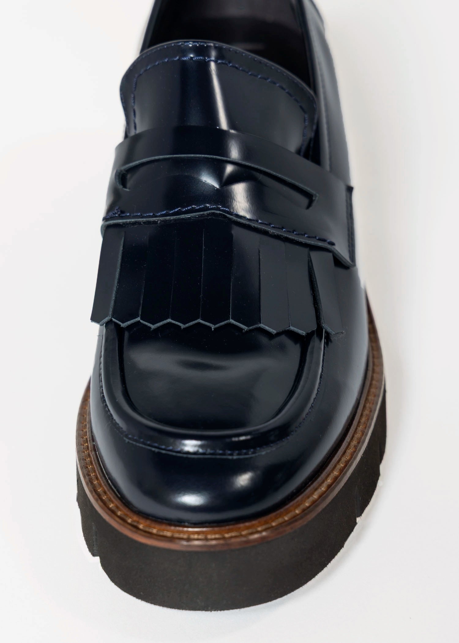 swatch_Navy Leather heeled loafer