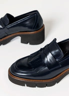 swatch_Navy Leather heeled loafer