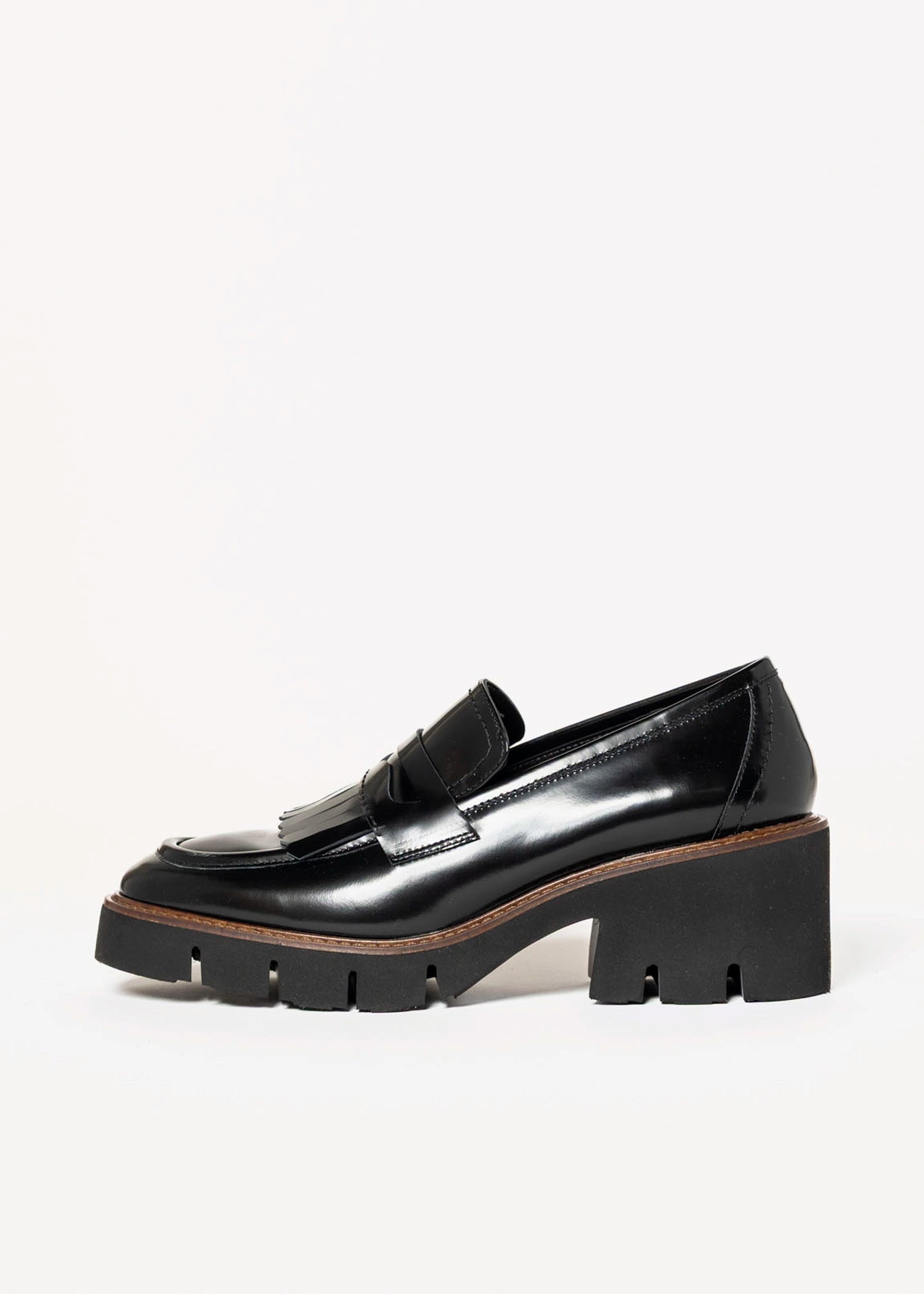 swatch_Black Leather heeled loafer