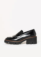swatch_Black Leather heeled loafer