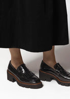 swatch_Black Leather heeled loafer