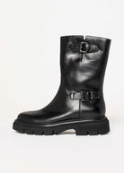 swatch_Black Leather moto boot