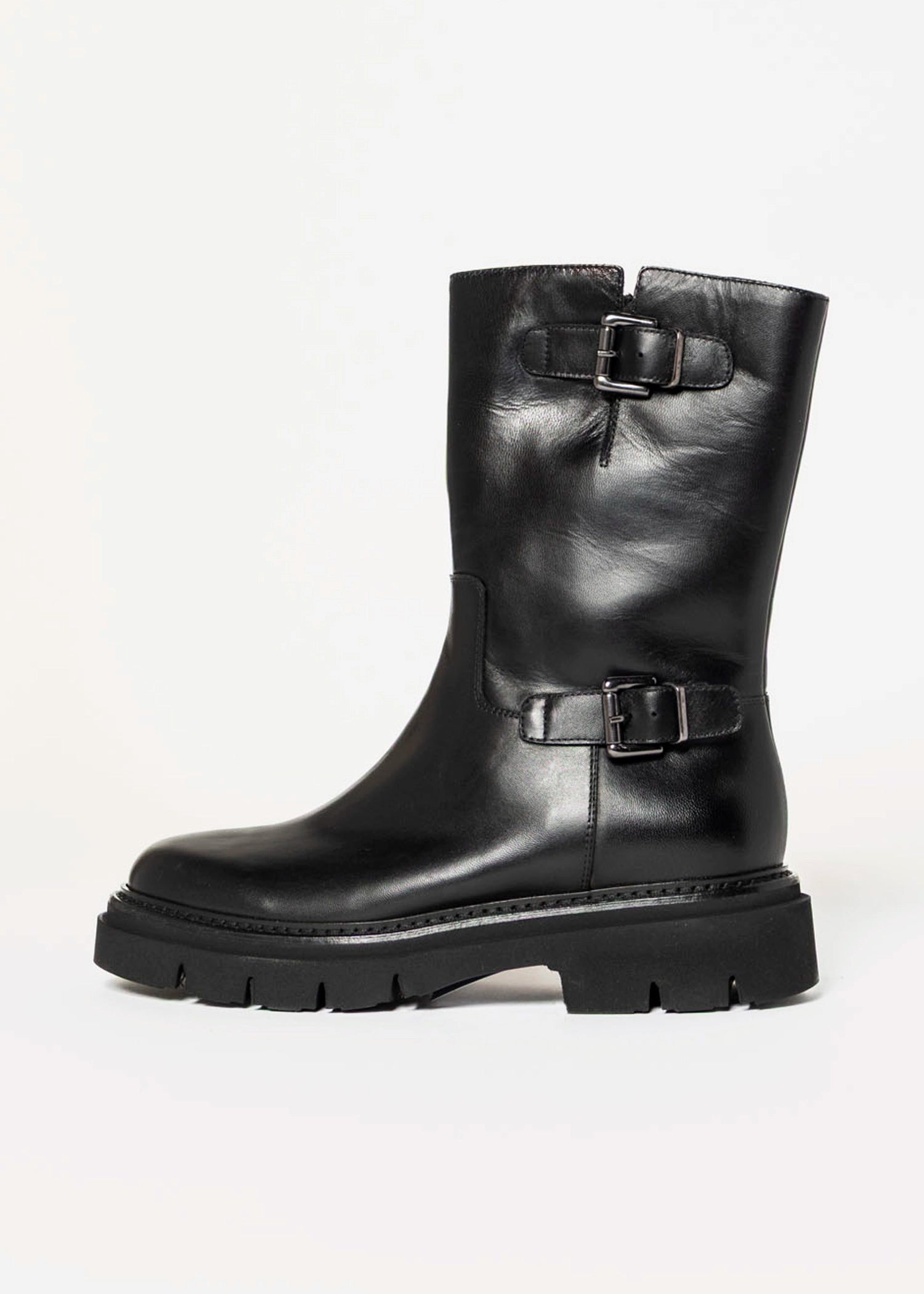 swatch_Black Leather moto boot