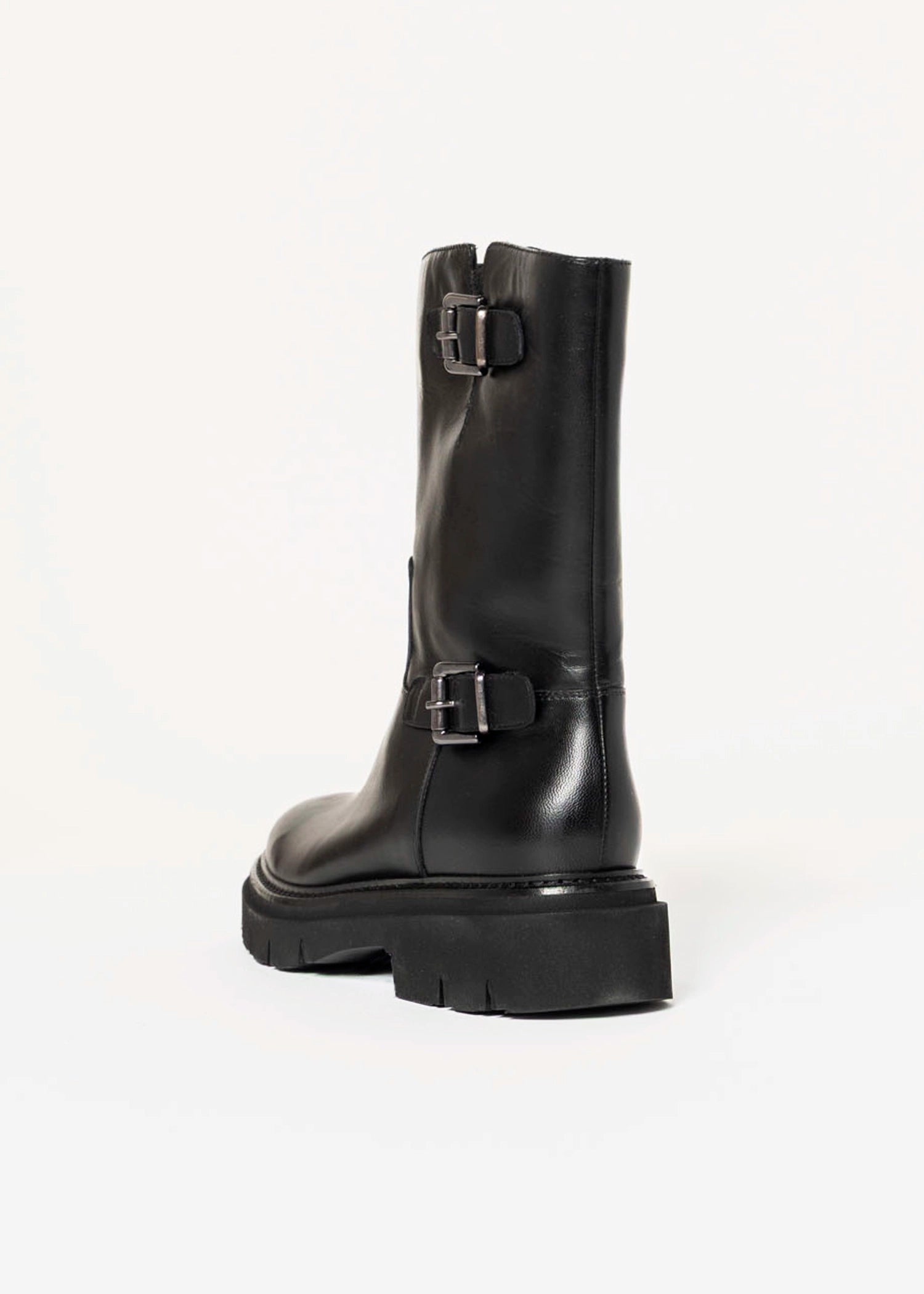 swatch_Black Leather moto boot
