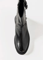 swatch_Black Leather moto boot