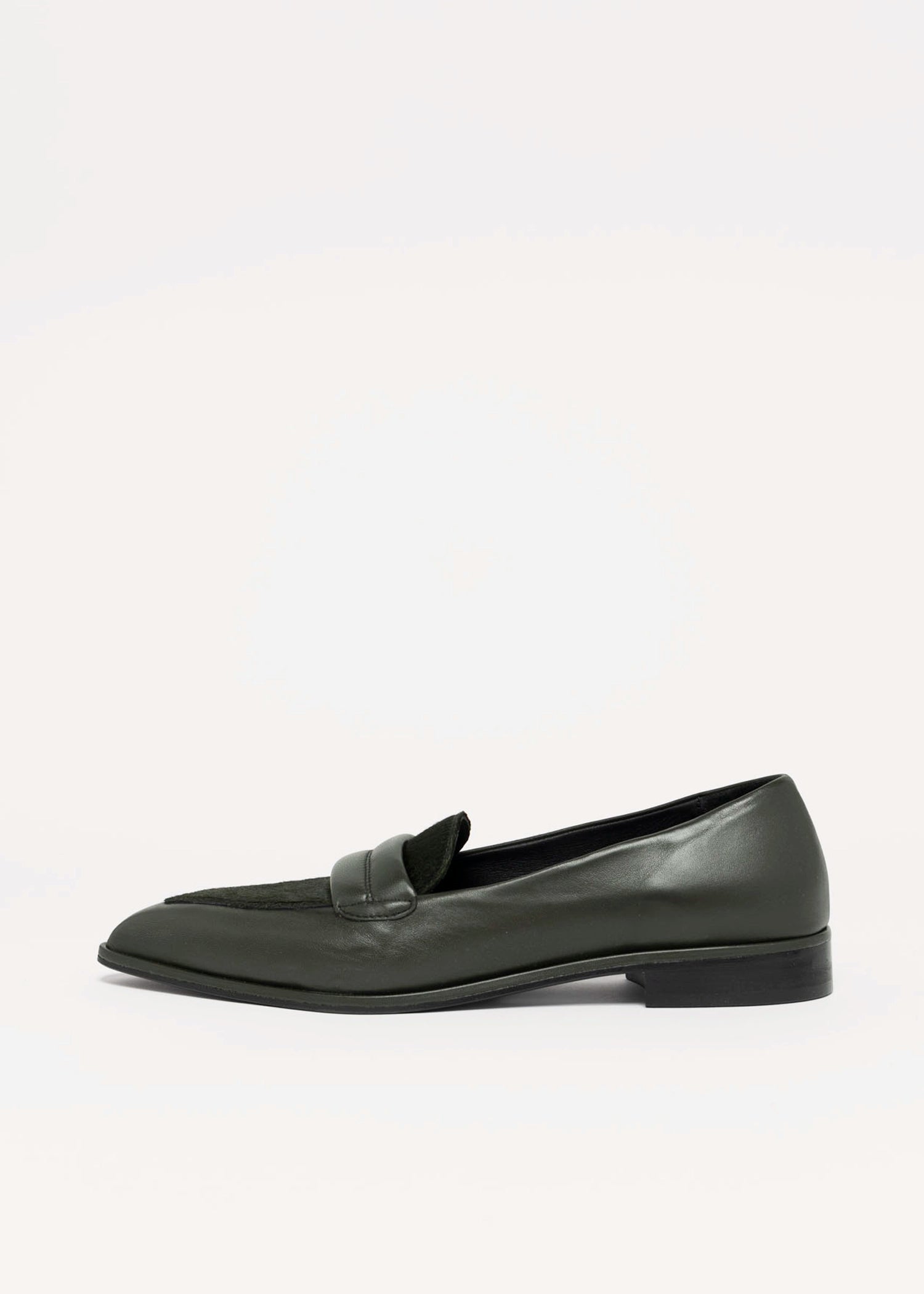 swatch_Moss Leather l'idea pointed toe leather flat