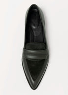 swatch_Moss Leather l'idea pointed toe leather flat