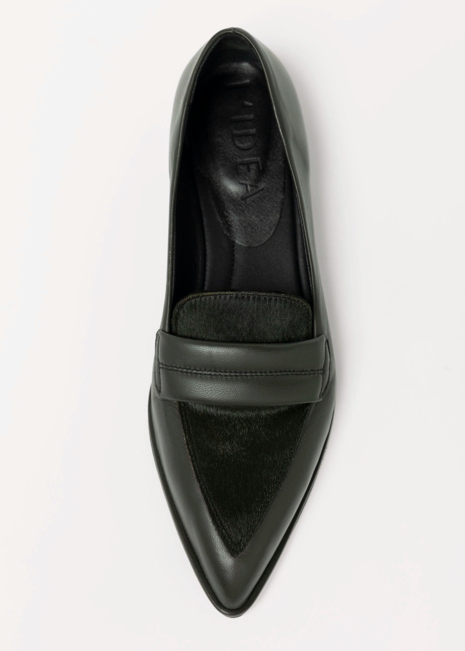 swatch_Moss Leather l'idea pointed toe leather flat