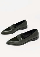swatch_Moss Leather l'idea pointed toe leather flat