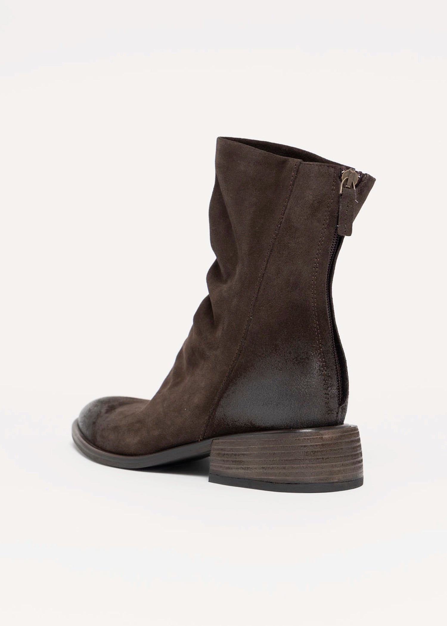 swatch_Chocolate Suede l'idea ruched ankle boot