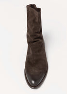 swatch_Chocolate Suede l'idea ruched ankle boot