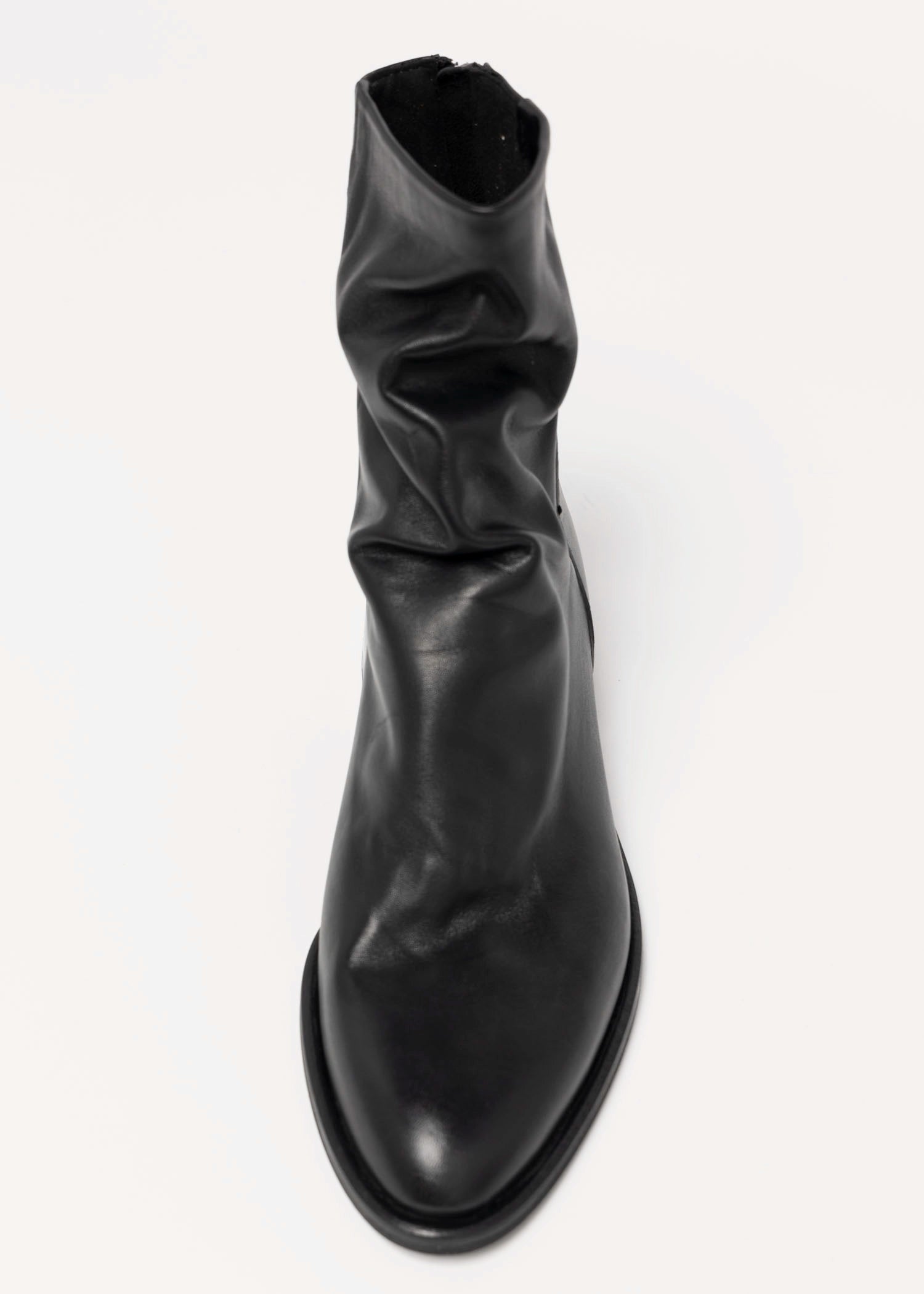 swatch_Black Leather l'idea ruched ankle boot
