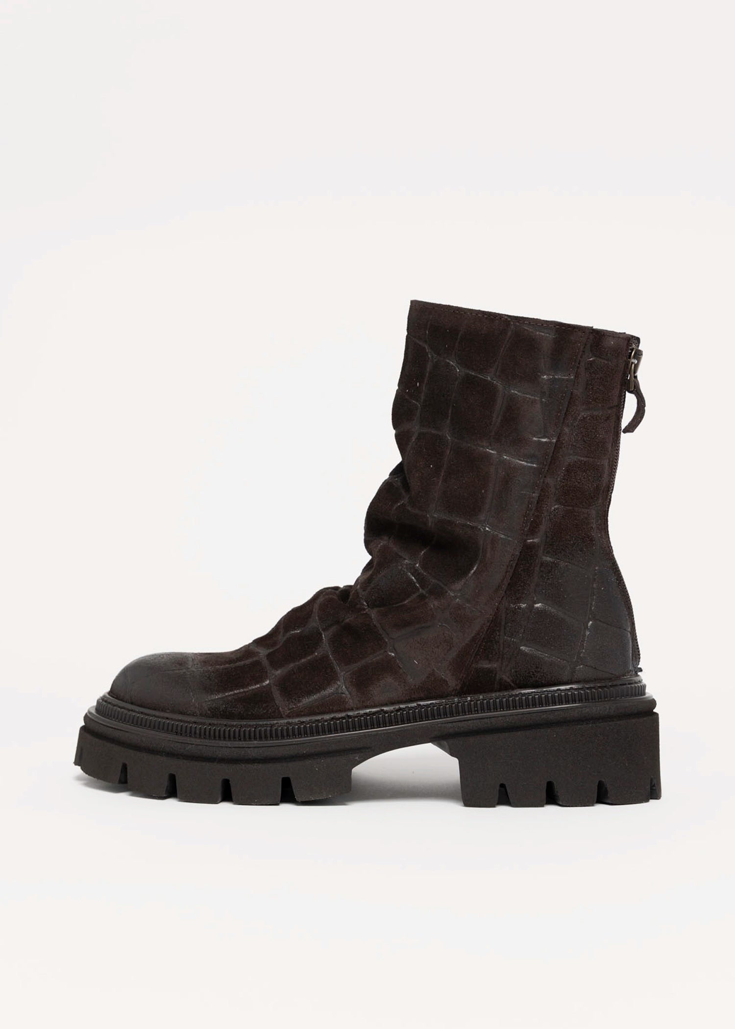 swatch_Brown Croco l'idea lug sole ankle boot