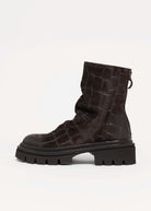 swatch_Brown Croco l'idea lug sole ankle boot