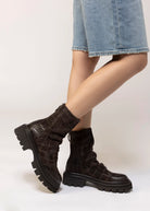 swatch_Brown Croco l'idea lug sole ankle boot