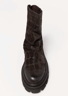 swatch_Brown Croco l'idea lug sole ankle boot
