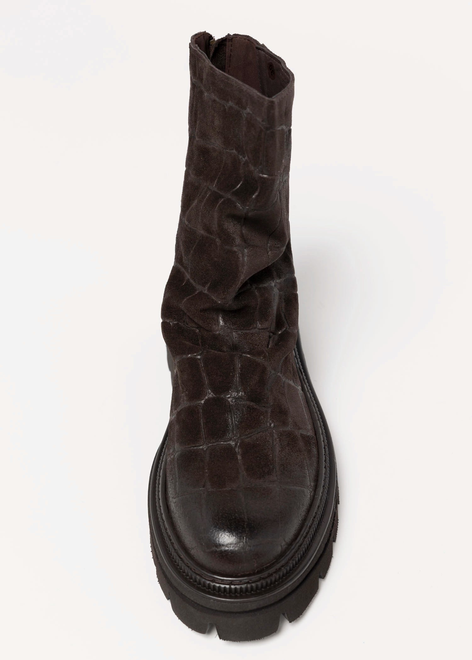 swatch_Brown Croco l'idea lug sole ankle boot