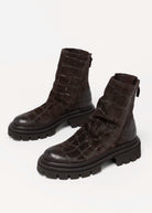 swatch_Brown Croco l'idea lug sole ankle boot