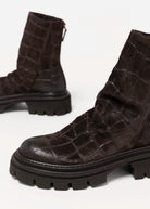 swatch_Brown Croco l'idea lug sole ankle boot