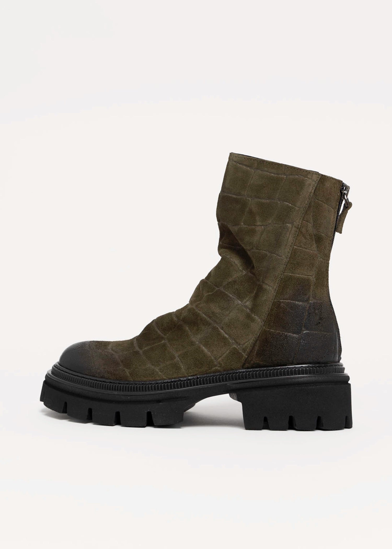 swatch_Olive Croco l'idea lug sole ankle boot