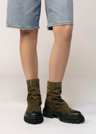 swatch_Olive Croco l'idea lug sole ankle boot