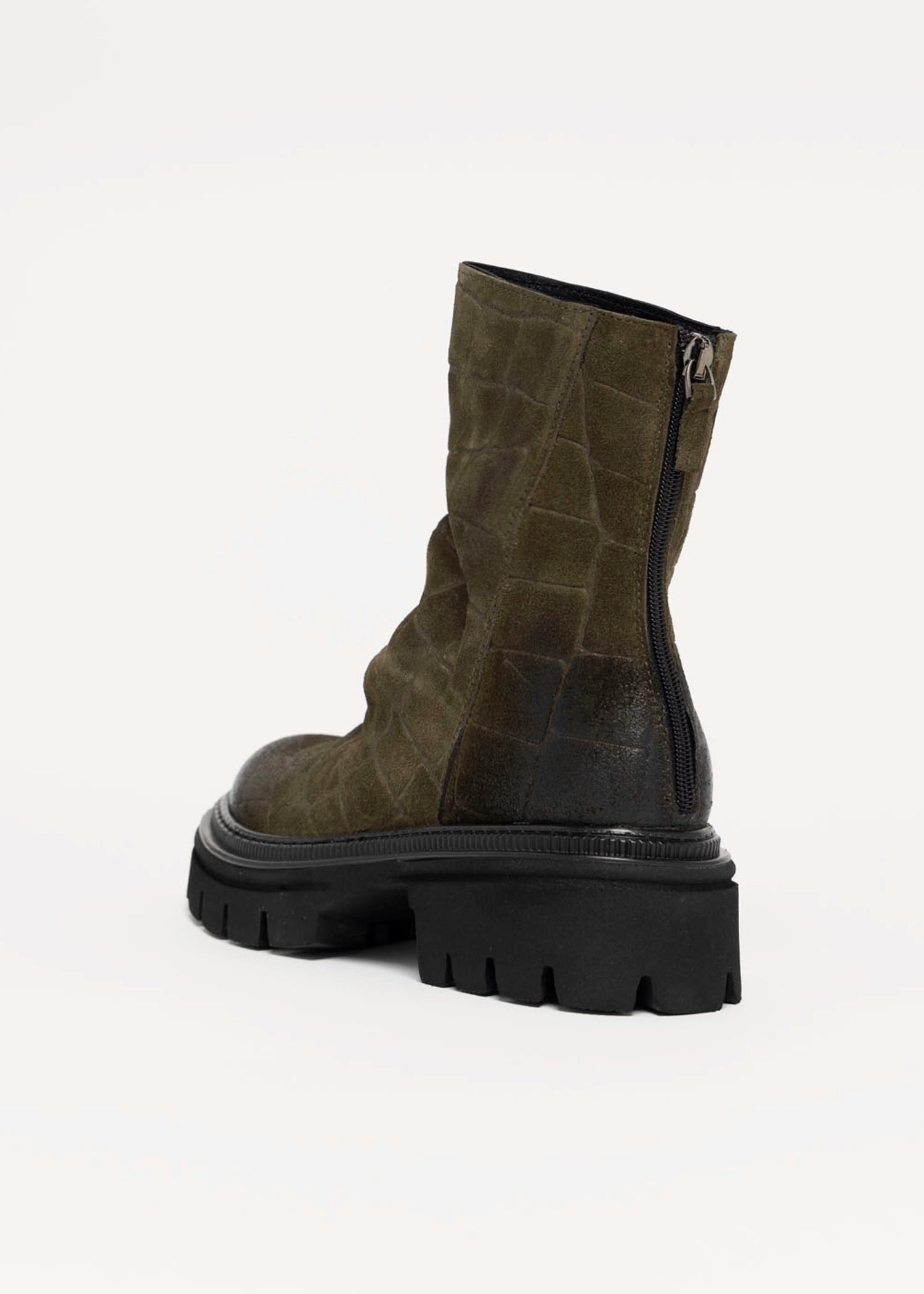 swatch_Olive Croco l'idea lug sole ankle boot