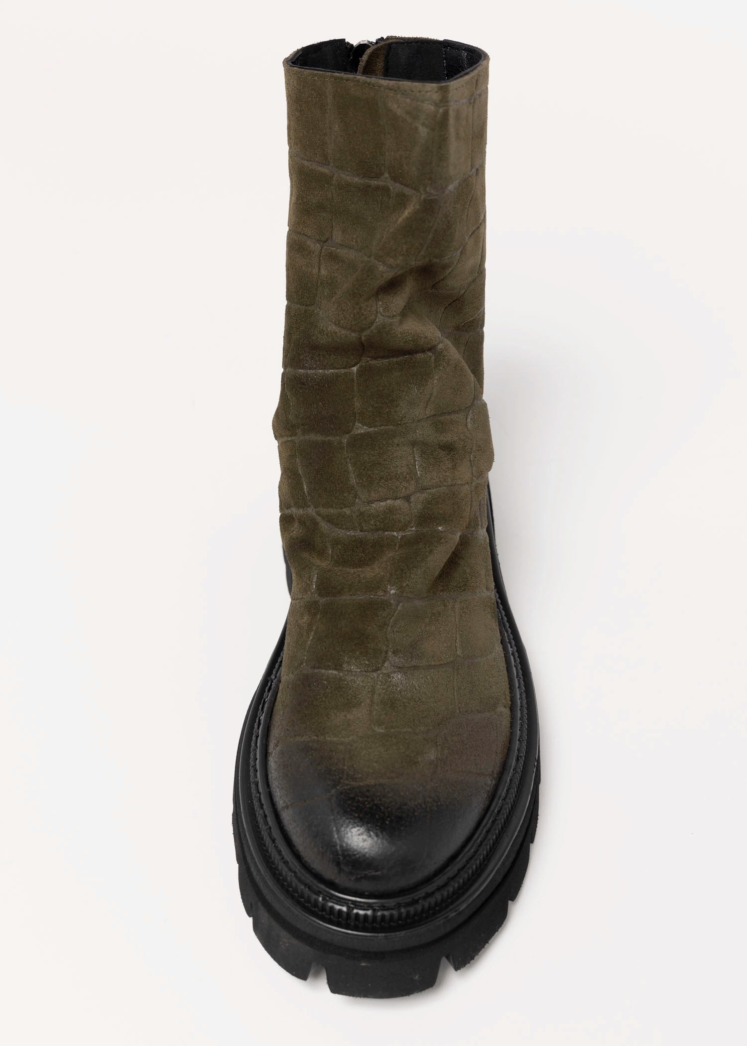 swatch_Olive Croco l'idea lug sole ankle boot
