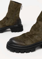 swatch_Olive Croco l'idea lug sole ankle boot