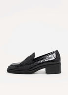swatch_Black Croco l'idea heeled croc loafer
