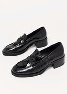 swatch_Black Croco l'idea heeled croc loafer