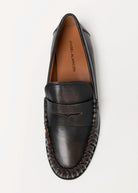 swatch_Taupe Distressed Leather l'idea ruched penny loafer