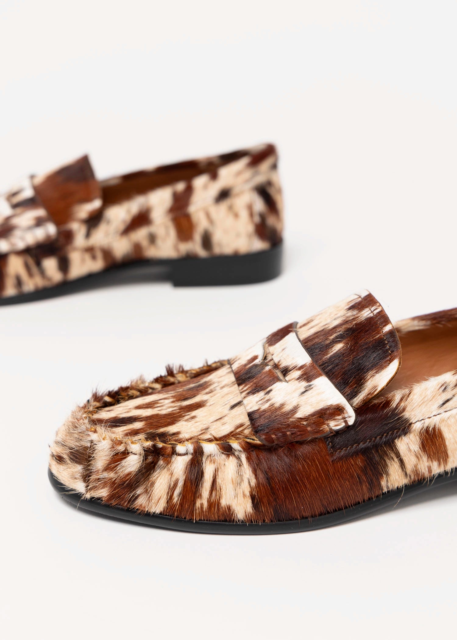 swatch_Brown Spotted Haircalf l'idea ruched penny loafer