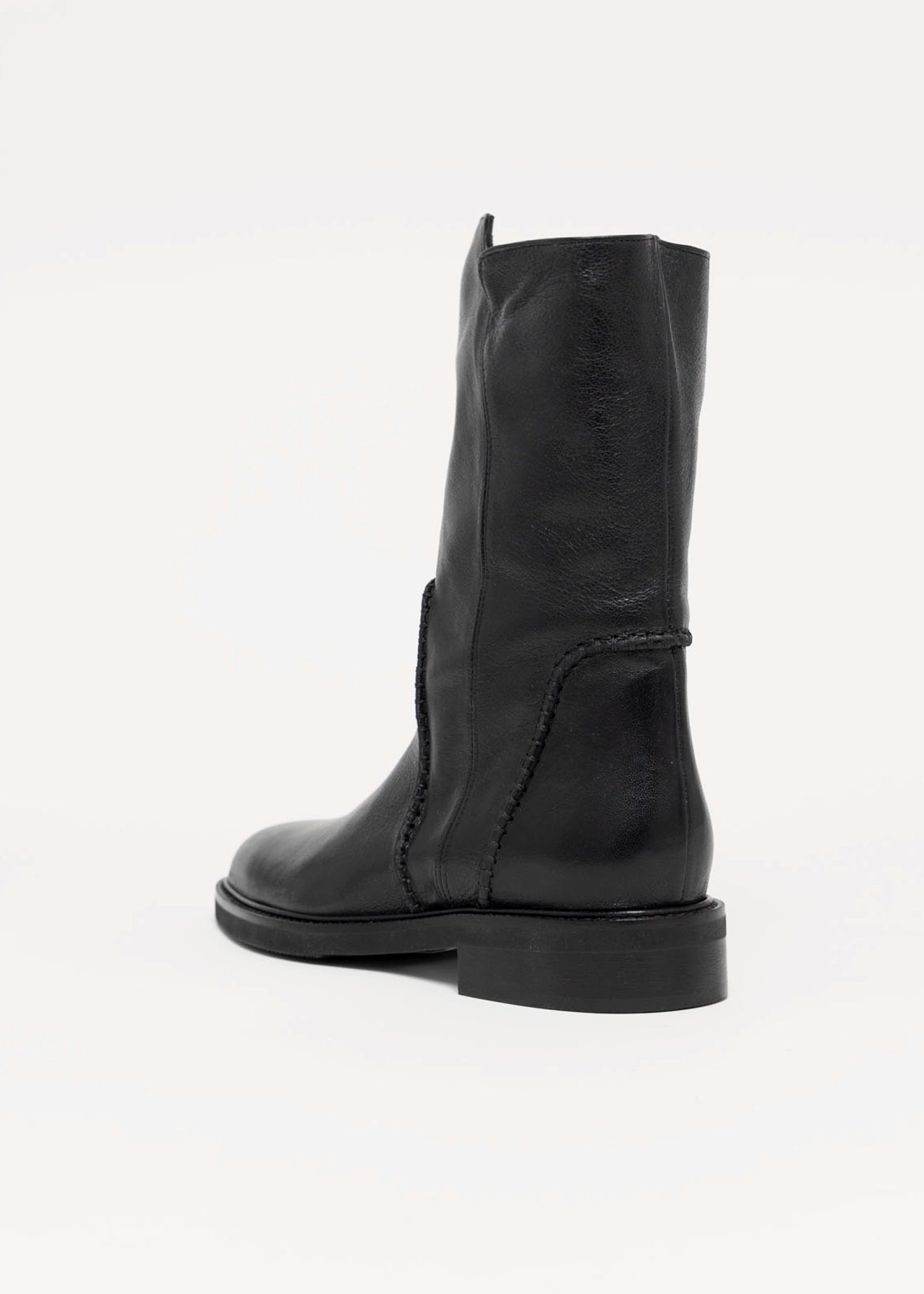 swatch_Black Leather l'idea mid calf boot