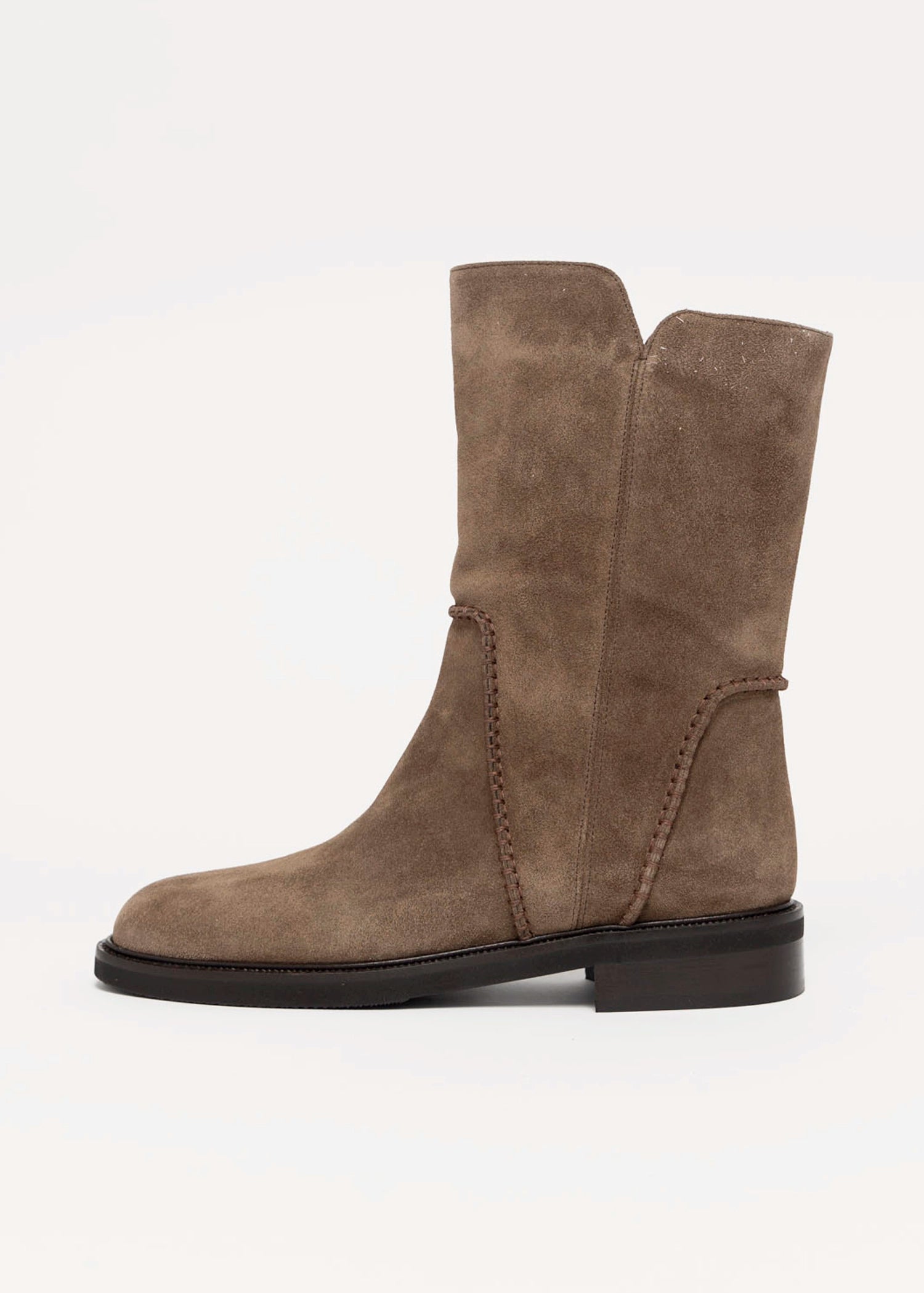swatch_Taupe Suede l'idea mid calf boot