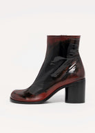 swatch_Black/Red Leather l'idea distressed heeled boot