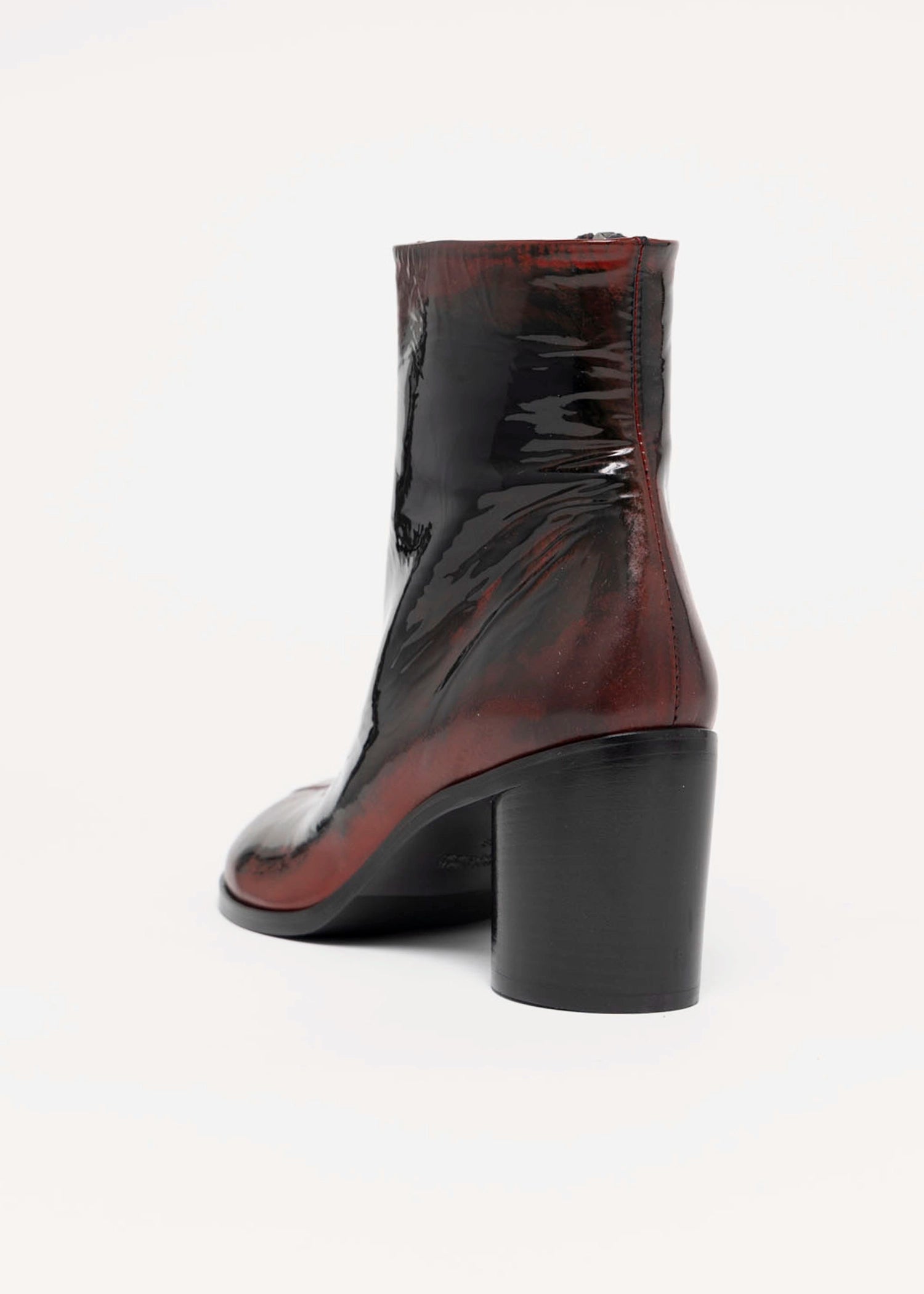 swatch_Black/Red Leather l'idea distressed heeled boot