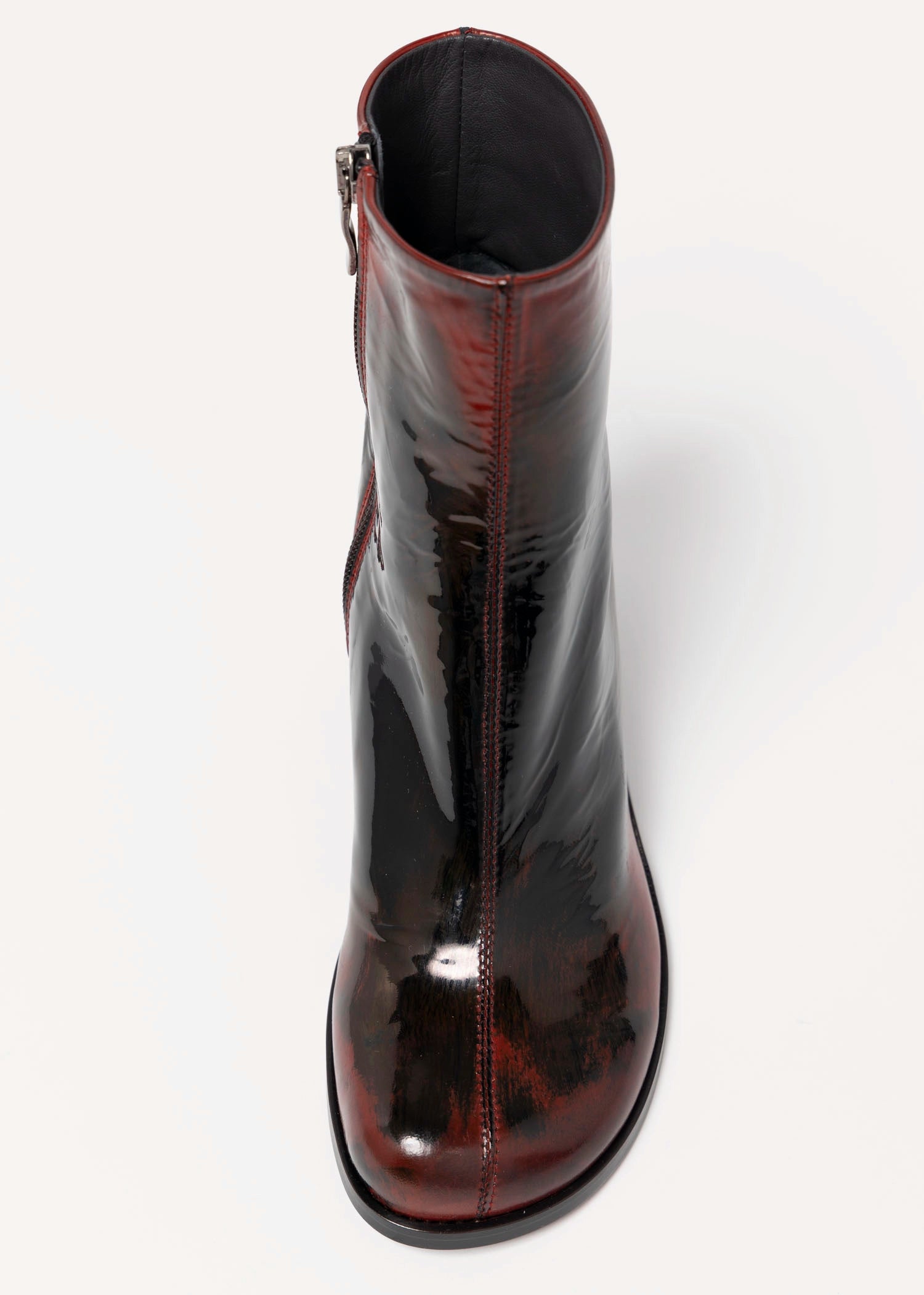 swatch_Black/Red Leather l'idea distressed heeled boot