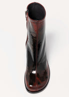 swatch_Black/Red Leather l'idea distressed heeled boot
