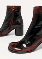 swatch_Black/Red Leather l'idea distressed heeled boot